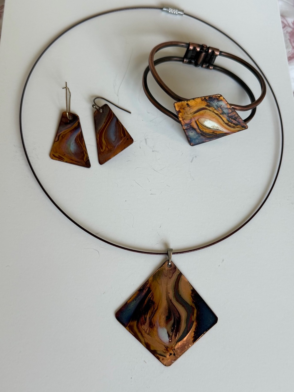 Handcrafted Brown Swirl Pendant Necklace, Bracelet & Earring Set